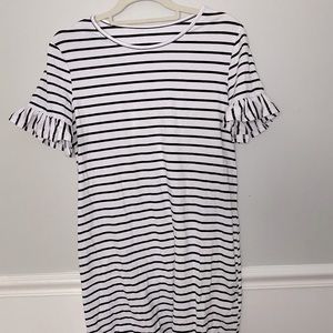 Black and white striped dress